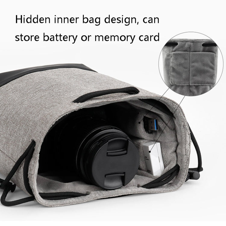 Baona Waterproof Micro SLR Camera Bag Protective Cover Drawstring Pouch Bag, Small Gray, Medium Gray, Large Gray