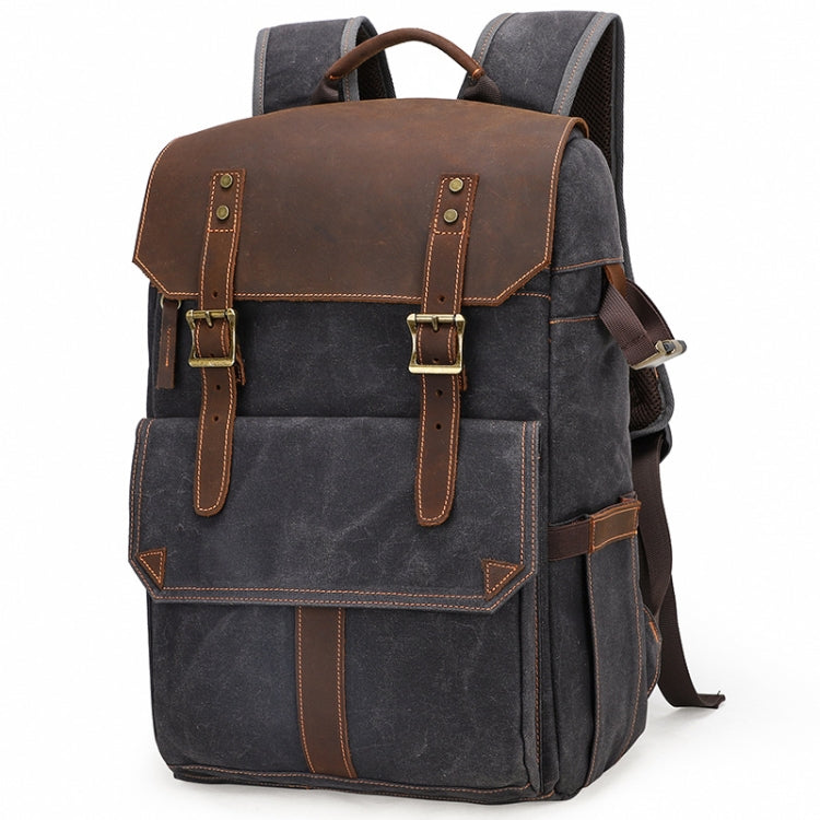 K-011 Outdoor Shoulder Digital Camera Bag Batik Canvas Waterproof Large-Capacity Photography Backpack, Khaki, Gray, Army Green