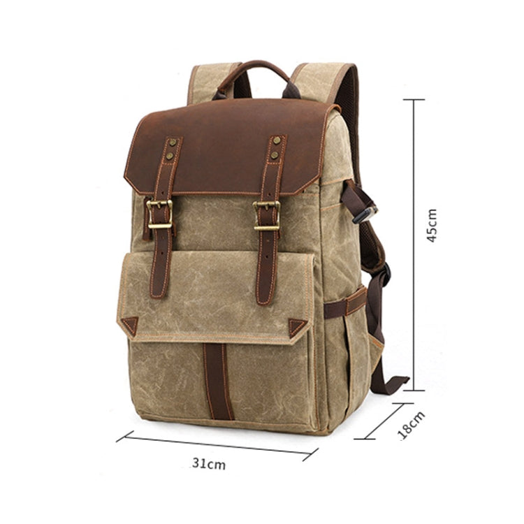 K-011 Outdoor Shoulder Digital Camera Bag Batik Canvas Waterproof Large-Capacity Photography Backpack, Khaki, Gray, Army Green