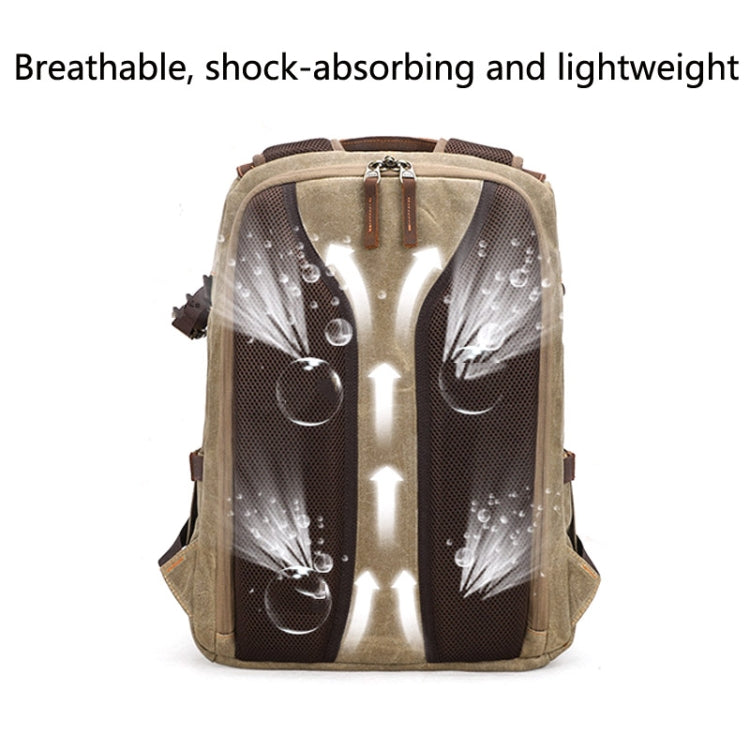 K-011 Outdoor Shoulder Digital Camera Bag Batik Canvas Waterproof Large-Capacity Photography Backpack, Khaki, Gray, Army Green