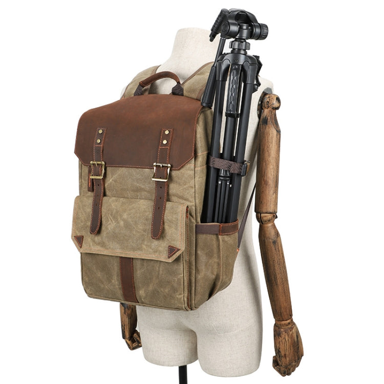 K-011 Outdoor Shoulder Digital Camera Bag Batik Canvas Waterproof Large-Capacity Photography Backpack, Khaki, Gray, Army Green