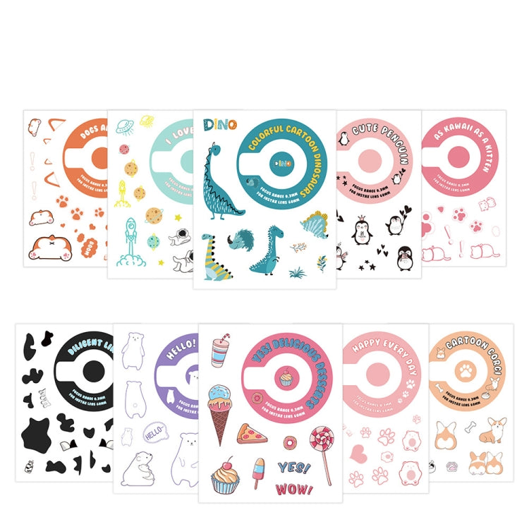 5 PCS 5 in 1 DIY Cute Cartoon  Camera Stickers Set for Fujifilm Instax mini 11, Dessert Animal Series, Space Animals Series