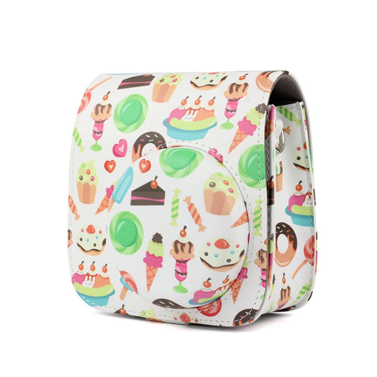 Full Body Camera PU Leather Case Bag with Strap for FUJIFILM instax mini 9 / mini 8+ / mini 8, Ice Cream Cake, Dessert Series