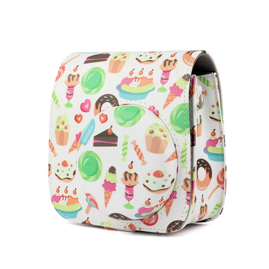 Full Body Camera PU Leather Case Bag with Strap for FUJIFILM instax mini 9 / mini 8+ / mini 8, Ice Cream Cake, Dessert Series