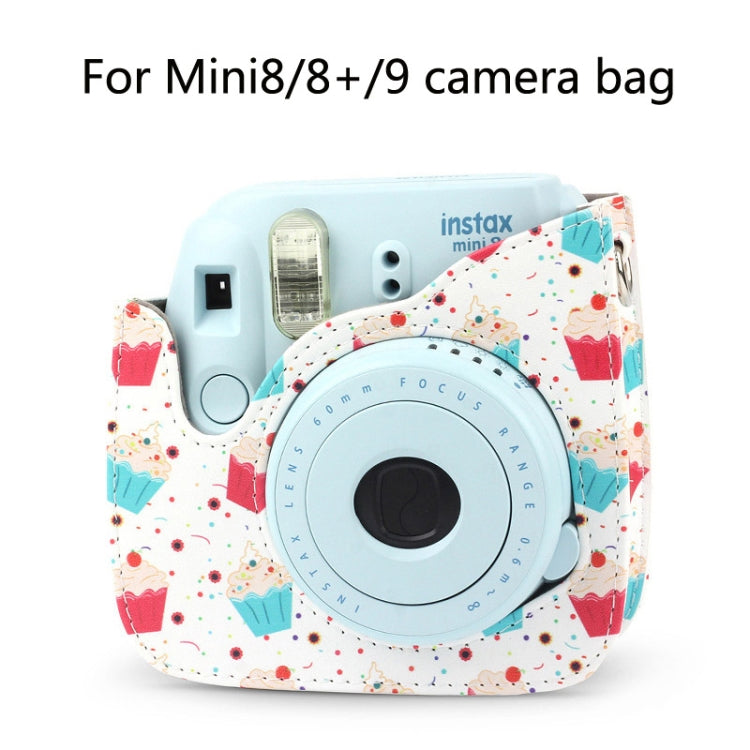 Full Body Camera PU Leather Case Bag with Strap for FUJIFILM instax mini 9 / mini 8+ / mini 8, Ice Cream Cake, Dessert Series
