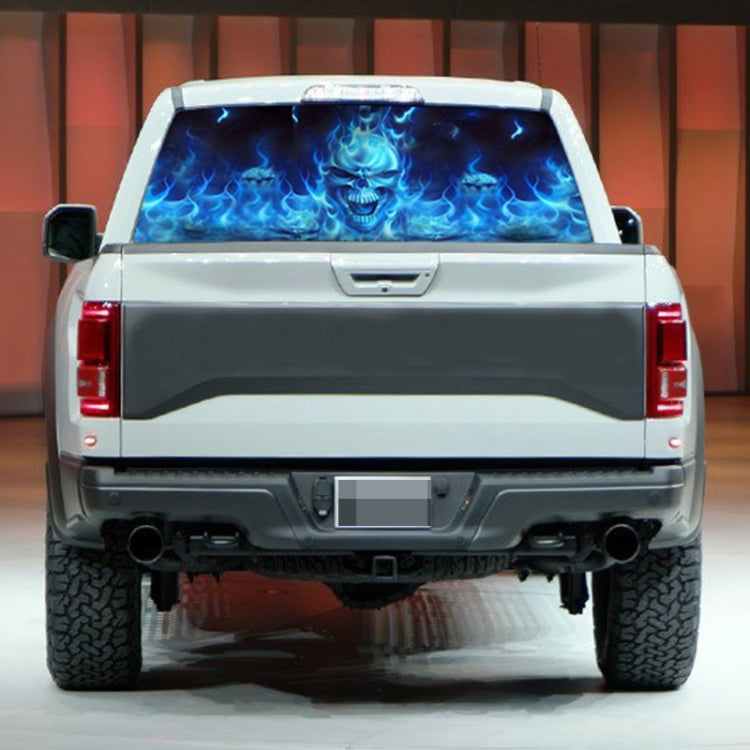 D-738 Burning Skull Car Rear Window Sticker Color Graphic Sticker, 135x36cm, D-738