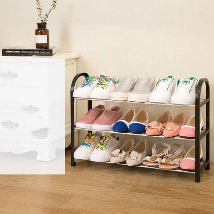 Black Corridor Easy Disassembly Doorway Compartment Iron Floor Shoe Rack, Triple S, Triple M, Triple L