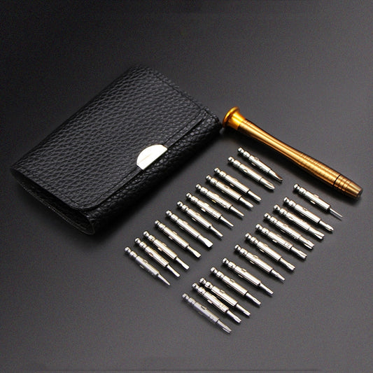 2 Sets 25 In 1 Multi-Purpose Leather Case Manual Screwdriver Batch Set Mobile Phone Notebook Repair Tool, 25 in 1(With Magnetic)