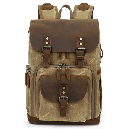 K-86 Casual Shoulder Camera Bag Contrast Waterproof Batik Canvas Single Digital Camera Photo Backpack, Yellow, Khaki, Gray, Green