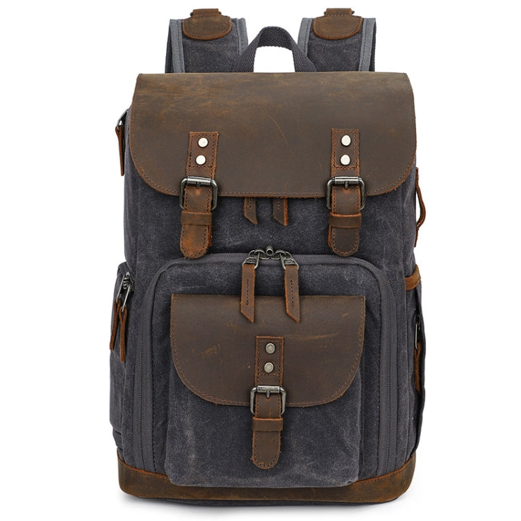K-86 Casual Shoulder Camera Bag Contrast Waterproof Batik Canvas Single Digital Camera Photo Backpack, Yellow, Khaki, Gray, Green