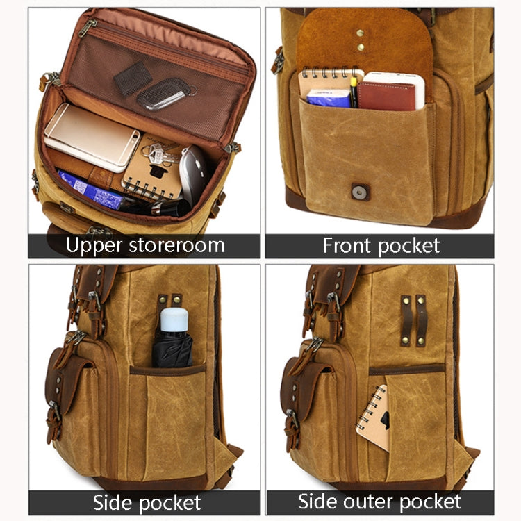 K-86 Casual Shoulder Camera Bag Contrast Waterproof Batik Canvas Single Digital Camera Photo Backpack, Yellow, Khaki, Gray, Green