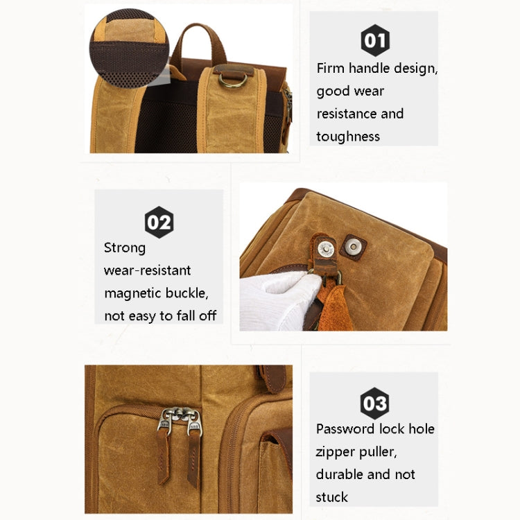K-86 Casual Shoulder Camera Bag Contrast Waterproof Batik Canvas Single Digital Camera Photo Backpack, Yellow, Khaki, Gray, Green