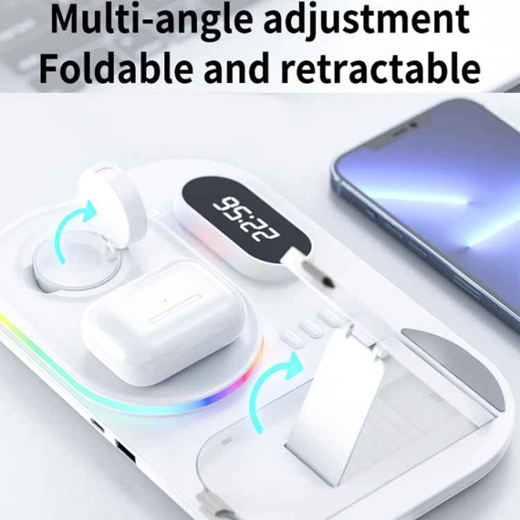 A06 3 in 1 Wireless Charger Fast Charging RGB Atmosphere Light with Clock For Smart Phone & iWatch & AirPods