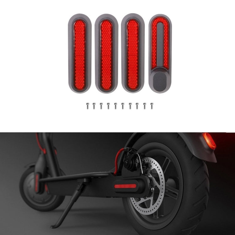 Electric Scooter Wheel Four-way Side Decorative Cover With Reflective Strips & Screws For Xiaomi Mijia 1S / Pro 2, Red, Yellow