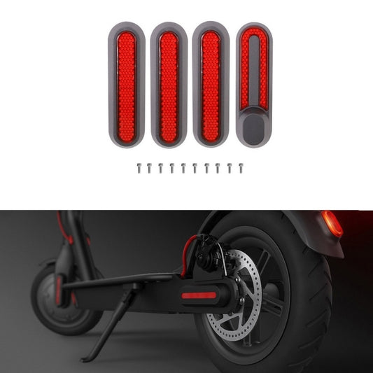 Electric Scooter Wheel Four-way Side Decorative Cover With Reflective Strips & Screws For Xiaomi Mijia 1S / Pro 2, Red, Yellow
