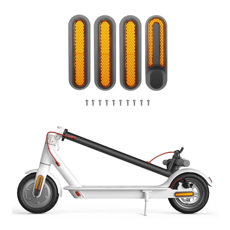Electric Scooter Wheel Four-way Side Decorative Cover With Reflective Strips & Screws For Xiaomi Mijia 1S / Pro 2, Red, Yellow