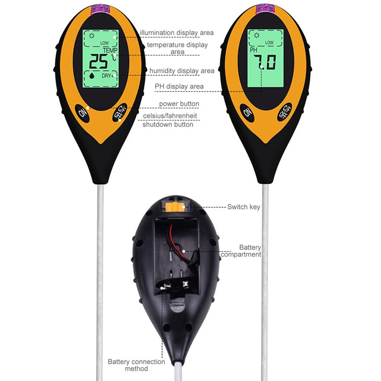 4 In 1 Soil Detector Electronic Soil PH Tester, 4 In 1