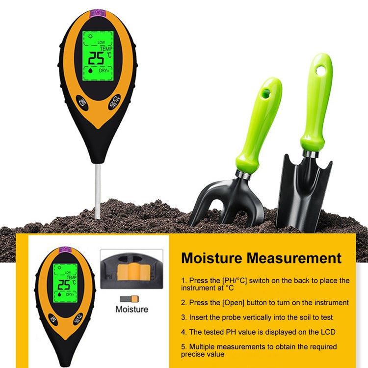 4 In 1 Soil Detector Electronic Soil PH Tester, 4 In 1