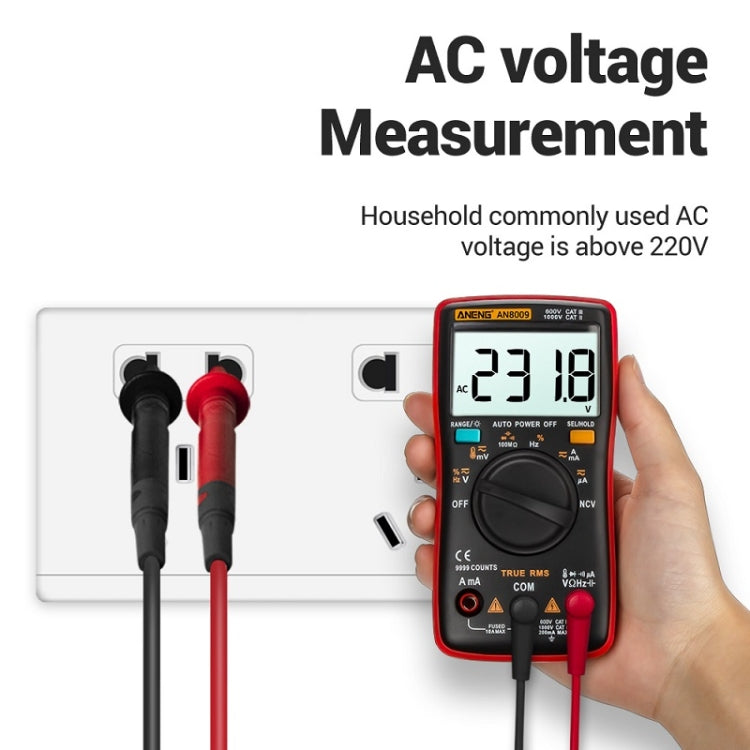 ANENG AN8009 NVC Digital Display Multimeter, Standard, Standard with Cable