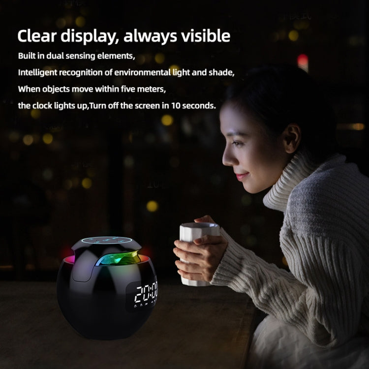ZXL-G90 Portable Colorful Ball Bluetooth Speaker, Style:, Clock Version (White), Sensor Version (Black), Clock Version (Pink), Sensor Version (White), Sensor Version (Pink)
