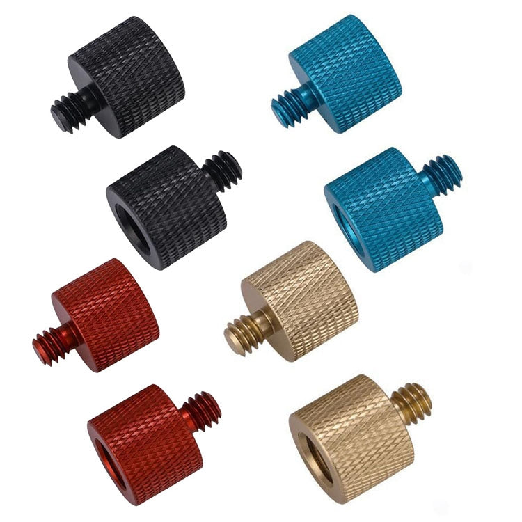 10 PCS Screw Adapter, 3/8 Female to 1/4 Male  Screw(Black), 3/8 Female to 1/4 Male  Screw(Blue), 3/8 Female to 1/4 Male  Screw(Red), 1/4 Female to 3/8 Male Screw (Black), 1/4 Female to 3/8 Male Screw (Blue), 1/4 Female to 3/8 Male Screw (Red)