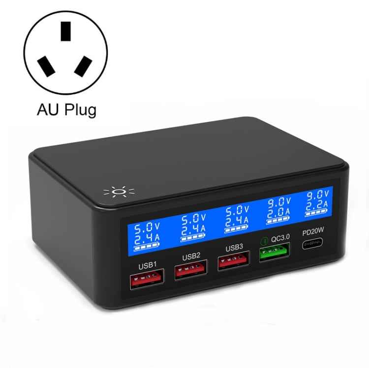 618 QC3.0 + PD20W + 3 x USB Ports Charger with Smart LCD Display,