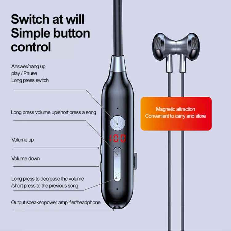S880 Long Battery Life Neckband Wireless Bluetooth Earphone Support AUX