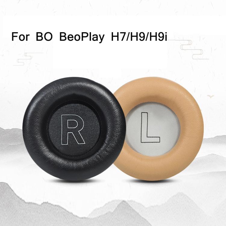 2pcs Genuine Leather Sponge Earmuffs For B&O BeoPlay H7 / H9 / H9i, H7 / H9 / H9i (Black), H7 / H9 / H9i (Apricot)