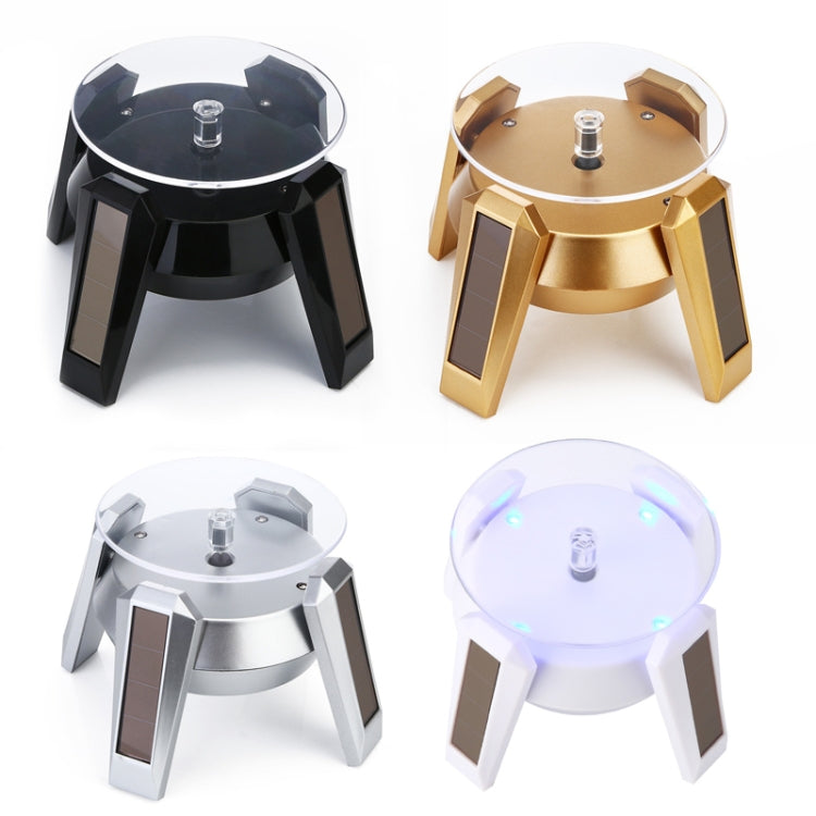 High-Footed UFO Solar 9cm 360 Rotating Display Stand Props Turntable, Gold Blue Light, Silver Blue Light, Black Blue Light, White Blue Light