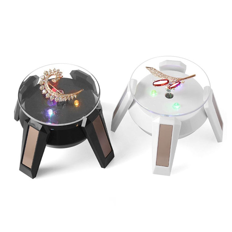 High-Footed UFO Solar 9cm 360 Rotating Display Stand Props Turntable, Gold Blue Light, Silver Blue Light, Black Blue Light, White Blue Light