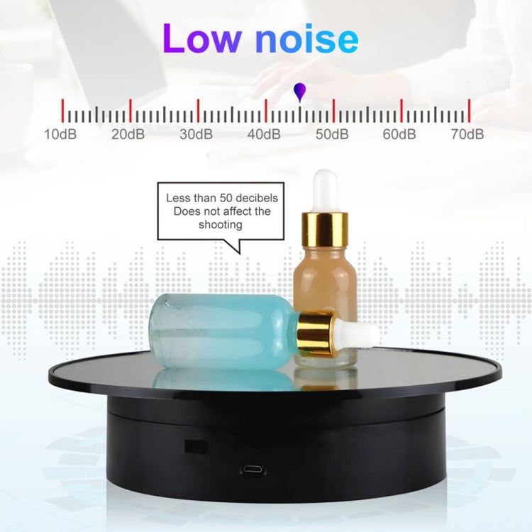 25cm USB Power Rotating Display Stand Video Shooting Props Turntable, Black Mirror, White Mirror, Golden Mirror, Silver Mirror, White+White Velvet, White+Black Velvet, White Bottom Frosted, Black Bottom Frosted, Black+Black Velvet