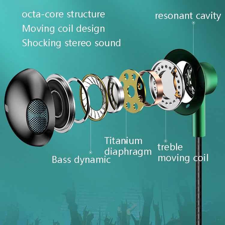 TS6800 3.5mm Metal Elbow Noise Cancelling Wired Game Earphone