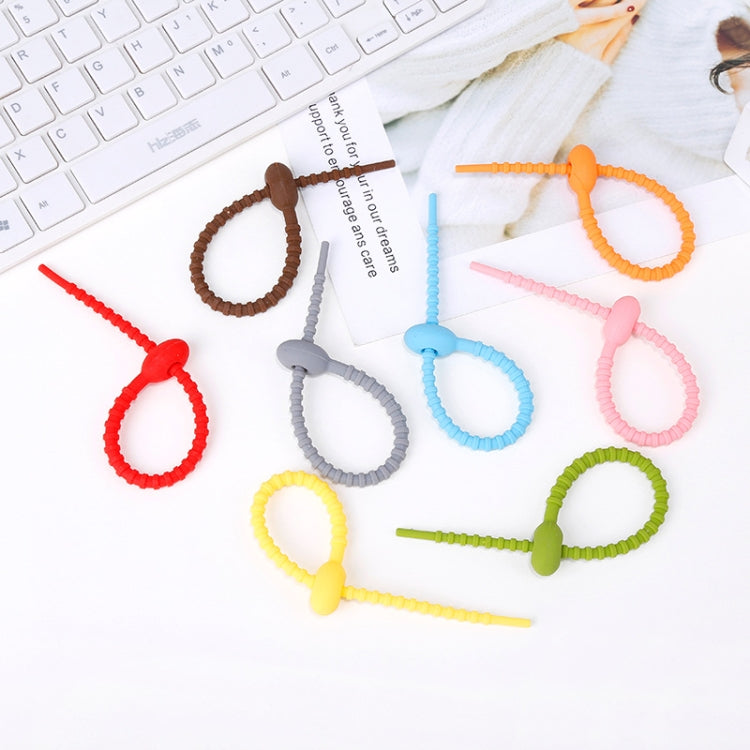 20 PCS Silicone Data Cable Storage Strap Cable Organizer, 21cm Green, 21cm Blue, 21cm Orange, 21cm Pink, 21cm Brown, 21cm Grey, 21cm Yellow, 21cm Red