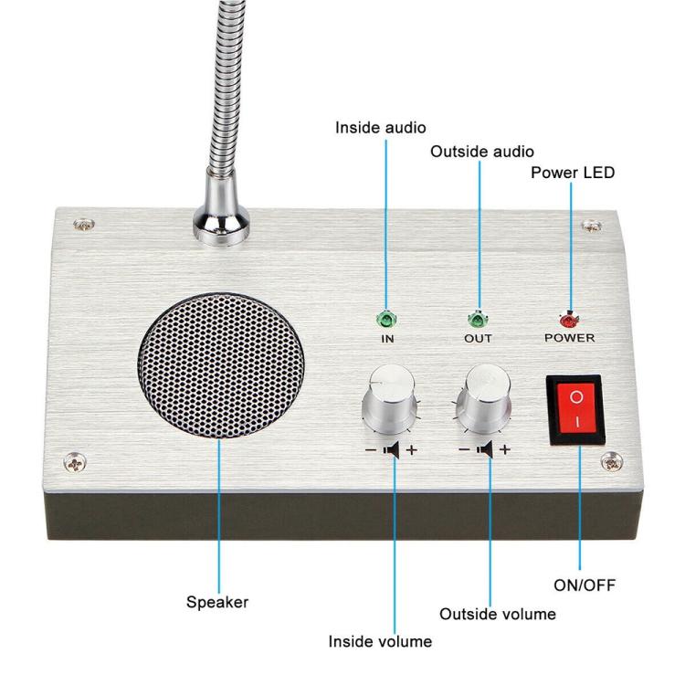 ZHUDELE ZDL-9908 Window Two-way Walkie-talkie Bank/Hospital/Station/Counter Microphone Amplifier,EU Plug, US Plug, EU Plug, UK Plug