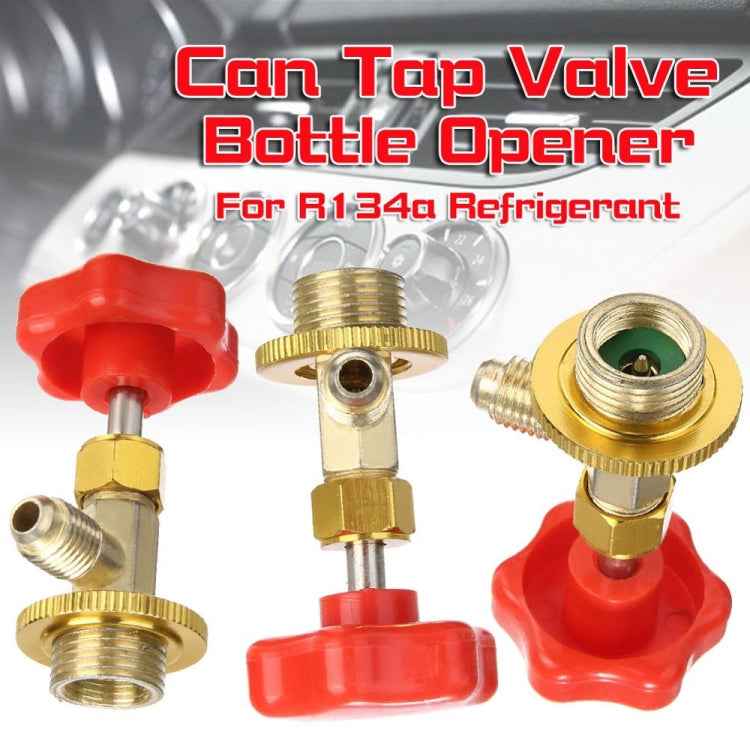 R134a Car Air Conditioning Refrigerant Anti-Leakage Switch, Red Metal Valve Bottle