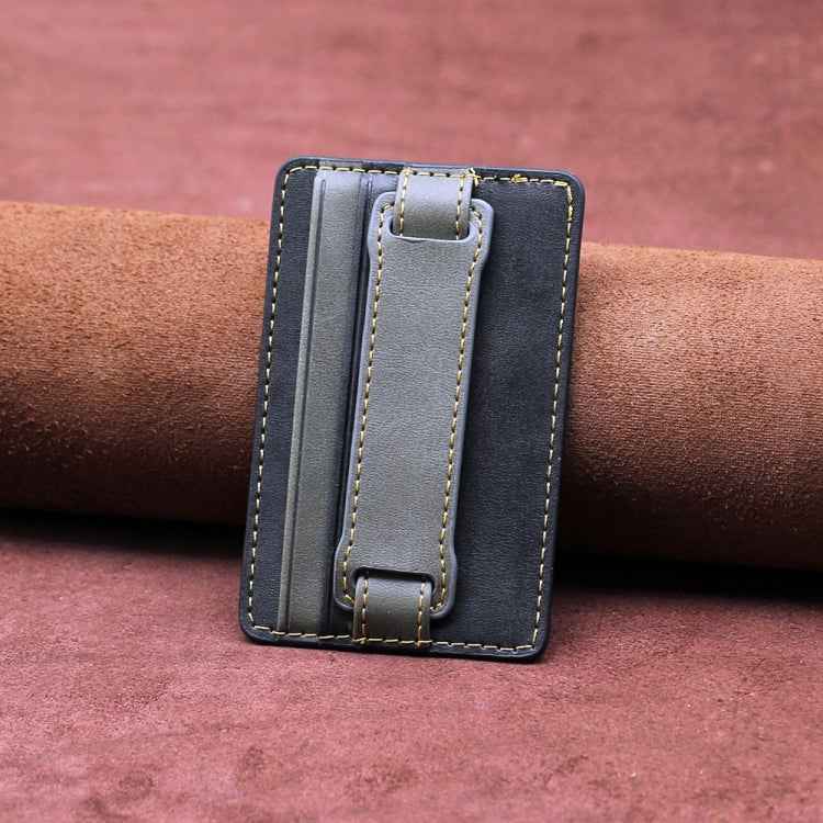 2 PCS Leather Phone Card Sleeve Back Sticker Wrist Pull Strap Holder