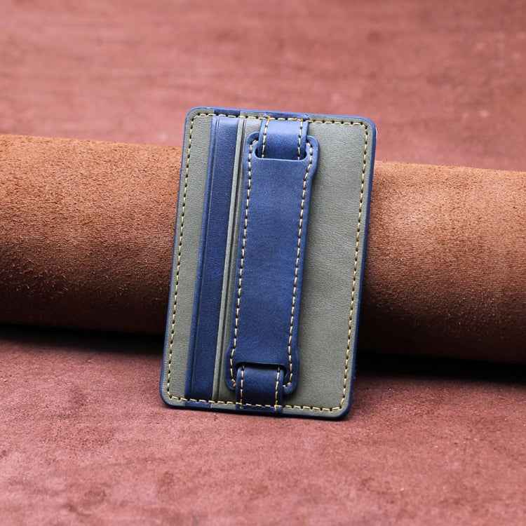 2 PCS Leather Phone Card Sleeve Back Sticker Wrist Pull Strap Holder