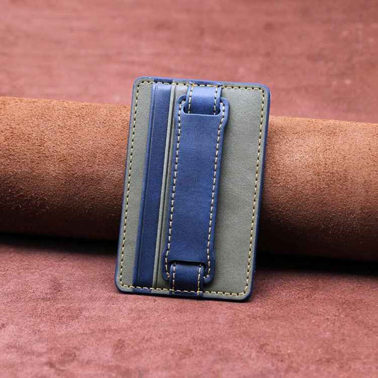 2 PCS Leather Phone Card Sleeve Back Sticker Wrist Pull Strap Holder