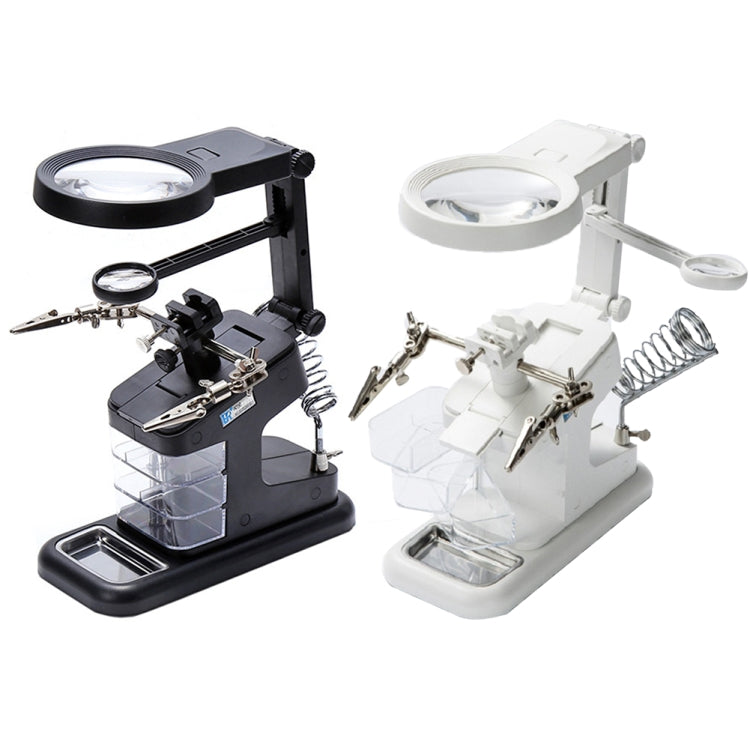 Desktop Multifunctional Chip Welding Repair Inspection Magnifying Glass with LED Light, 3-45X Black, 3-45X White