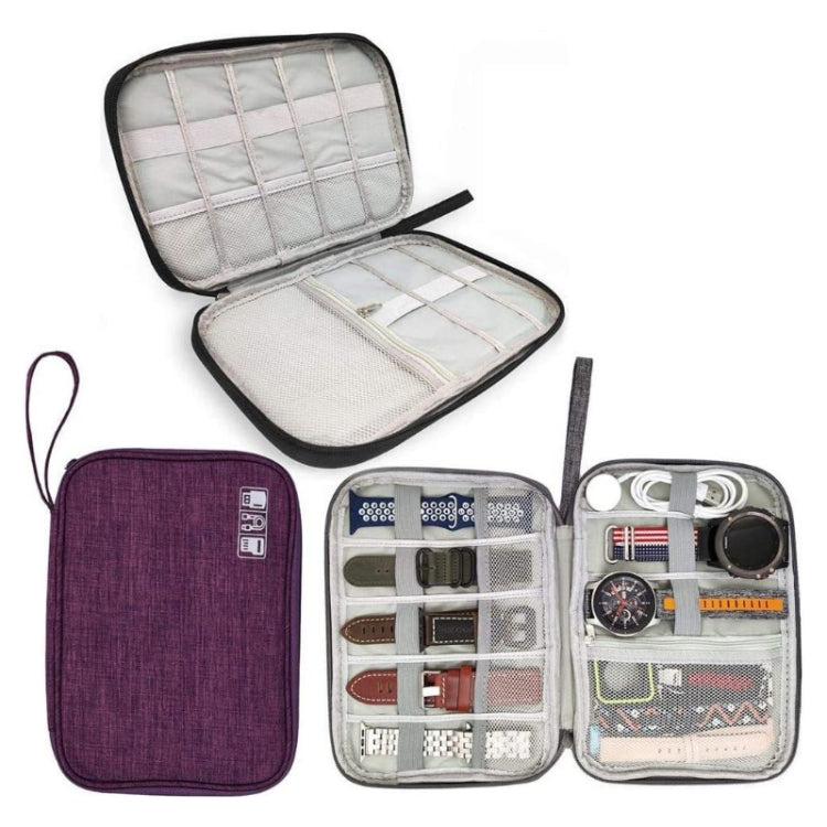 Travel Portable Strap Data Cable Storage Bag, Red, Purple, Grey, Navy Blue, Black