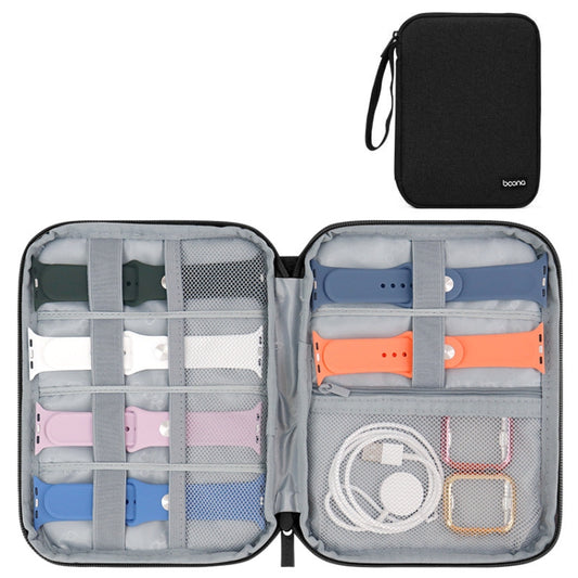 Boona Smart Watch Strap Data Cable Portable Storage Bag For Apple Watch, Small (Gray), Small (Black), Large (Gray), Large (Black)