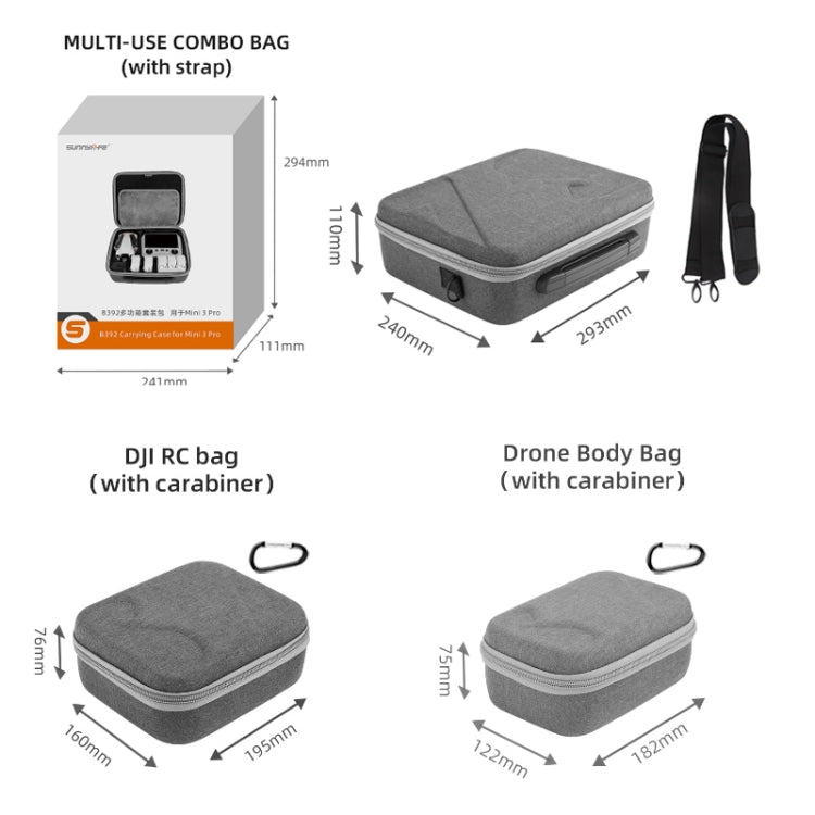 Sunnylife Drone Protective Storage Bag for DJI Mini 3 Pro,Style:, MM3-B397, MM3-B390, MM3-B391, MM3-B392