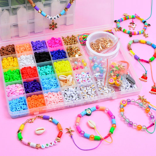 25 Grid 6mm Soft Ceramic Bead Flakes DIY Bracelet Necklace Making Materials