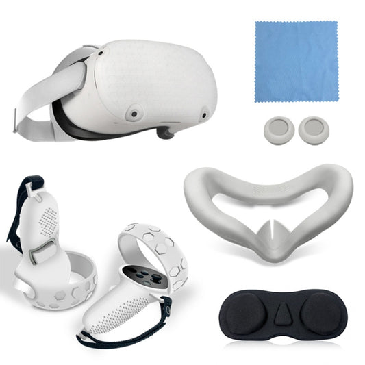 6 PCS/Set For Meta Quest 2 Silicone All-Inclusive Console Controller Cover, White, Blue, Black, Red