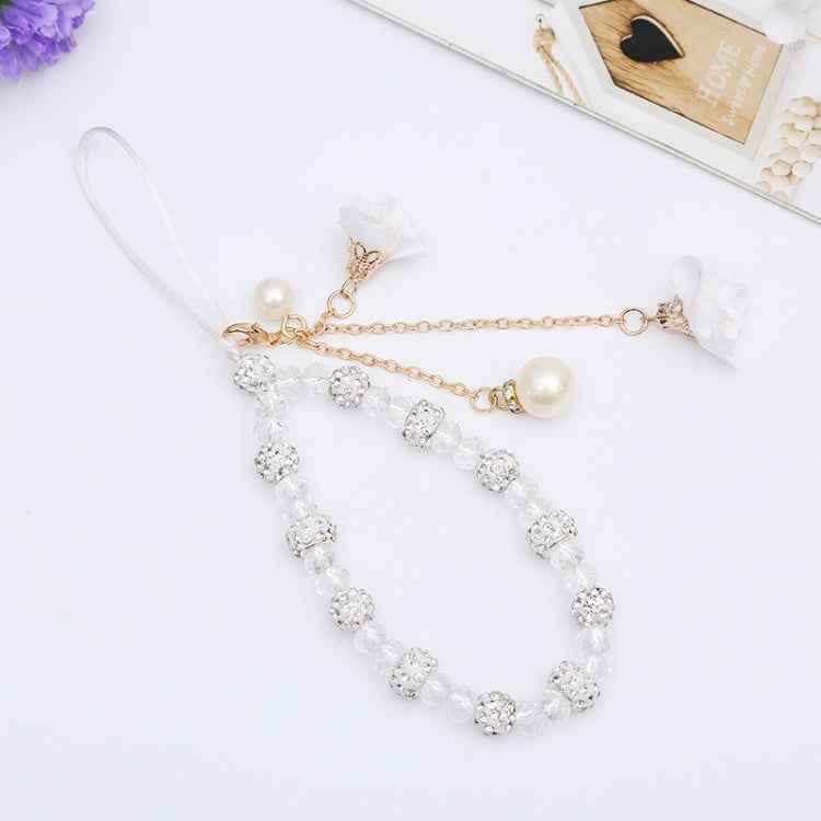 Crystal Mobile Phone Lanyard Girls Ceramic Clay Plaster Flower Bracelet