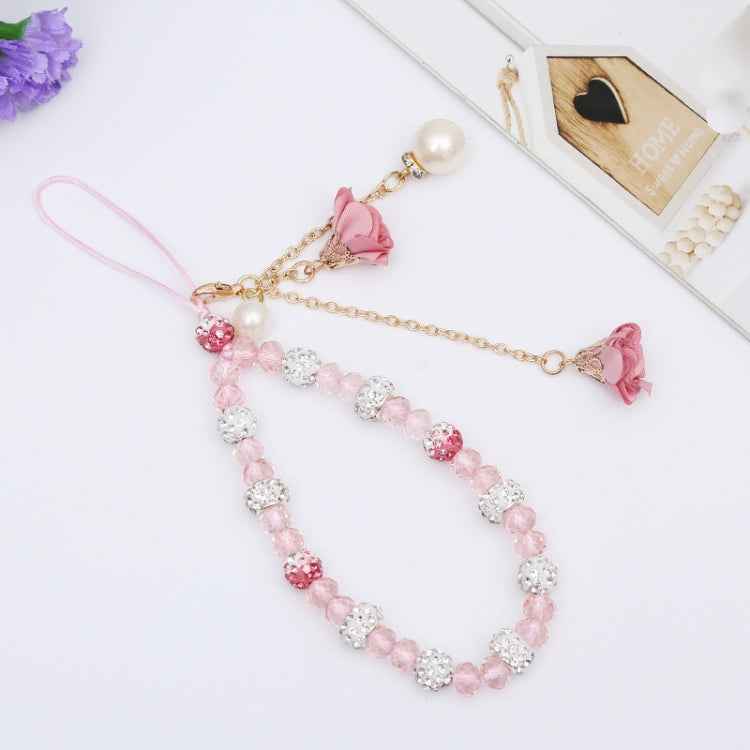 Crystal Mobile Phone Lanyard Girls Ceramic Clay Plaster Flower Bracelet