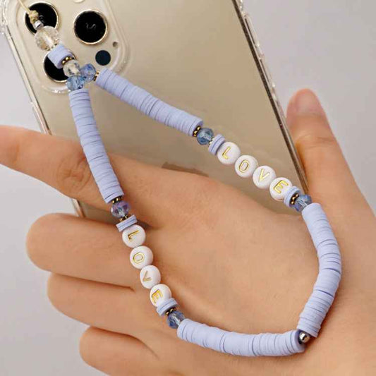 Geometric Letter Soft Pottery Mobile Phone Lanyard Anti-lost Phone Chain