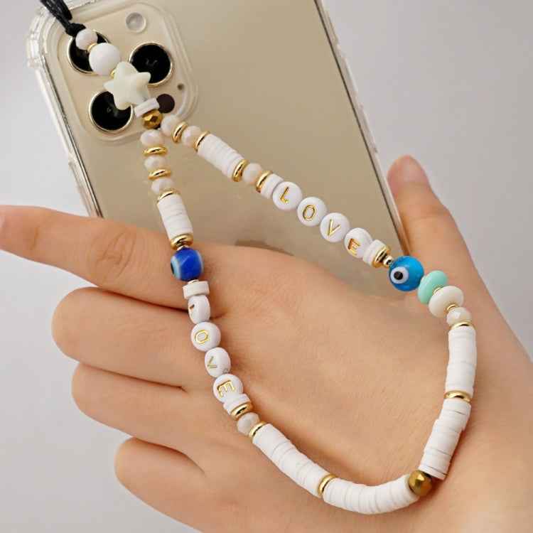 Geometric Letter Soft Pottery Mobile Phone Lanyard Anti-lost Phone Chain