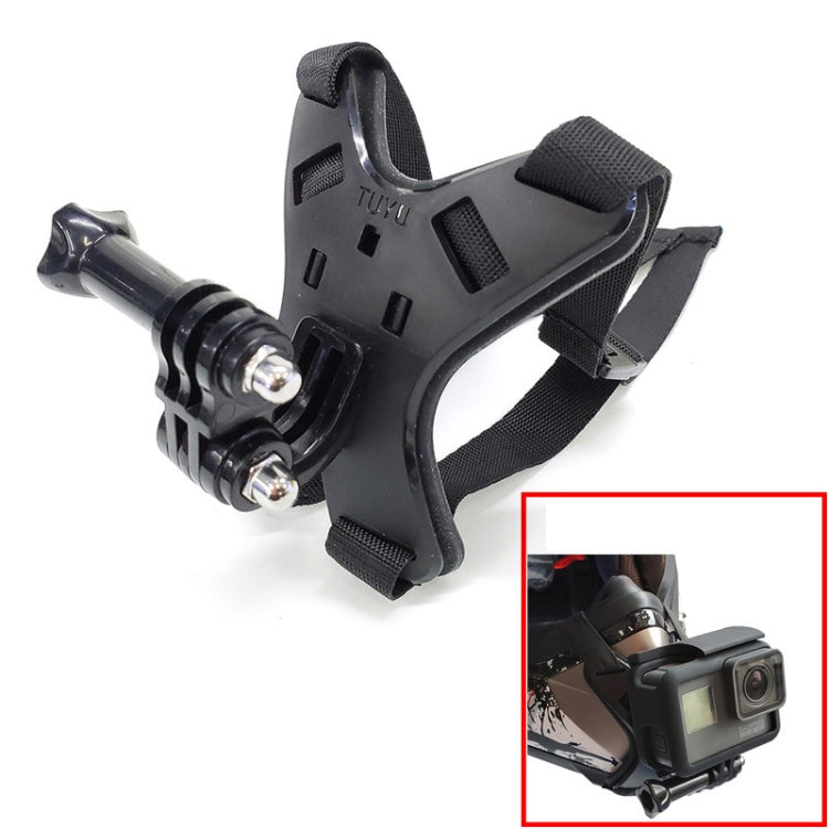 TUYU Motorcycle Helmet Chin Action Camera Mobile Phone Mounting Bracket, Black Bracket, Blue Bracket, Black Bracket+Mobile Phone Clip, Blue Bracket+Mobile Phone Clip