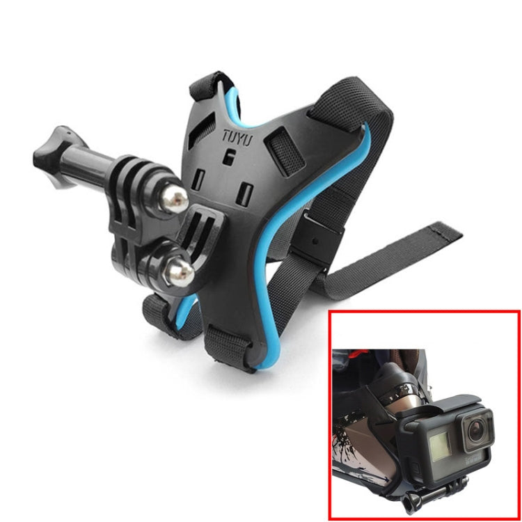 TUYU Motorcycle Helmet Chin Action Camera Mobile Phone Mounting Bracket, Black Bracket, Blue Bracket, Black Bracket+Mobile Phone Clip, Blue Bracket+Mobile Phone Clip